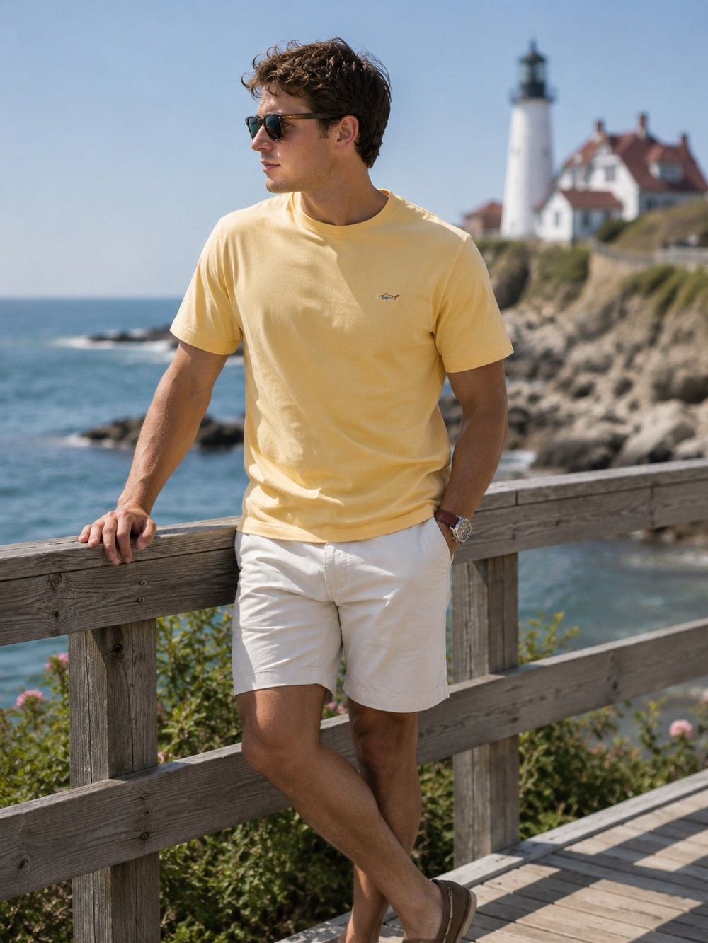 Greg Norman Yellow Cotton Short Sleeve L T Shirt Mens Coastal Prep